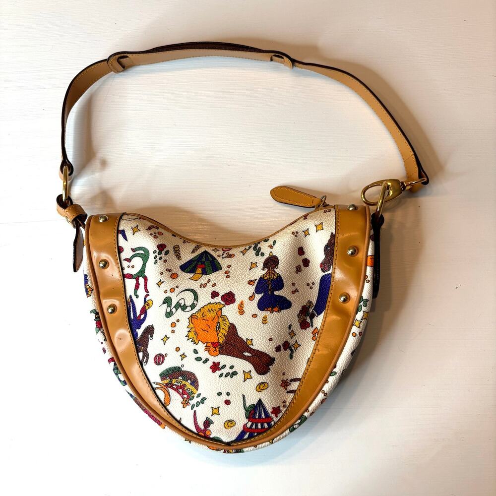 Piero Guidi Magic Circus Mini Crescent Shoulder Bag White Multicolor Italy - Picture 4 of 10